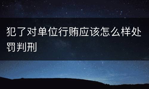 犯了对单位行贿应该怎么样处罚判刑