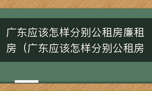 广东应该怎样分别公租房廉租房（广东应该怎样分别公租房廉租房呢）