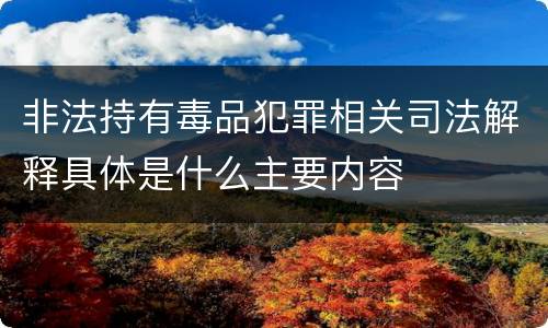 非法持有毒品犯罪相关司法解释具体是什么主要内容