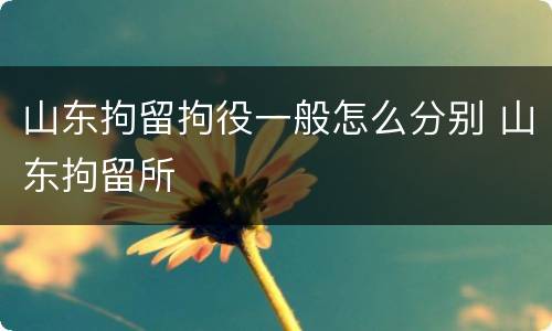 山东拘留拘役一般怎么分别 山东拘留所