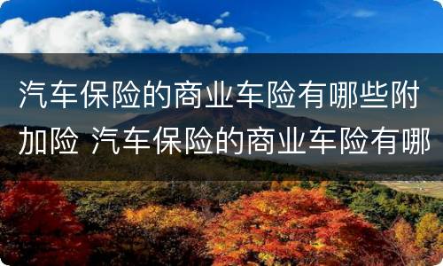 汽车保险的商业车险有哪些附加险 汽车保险的商业车险有哪些附加险呢