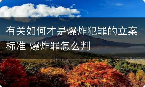 有关如何才是爆炸犯罪的立案标准 爆炸罪怎么判