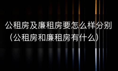 公租房及廉租房要怎么样分别（公租房和廉租房有什么）