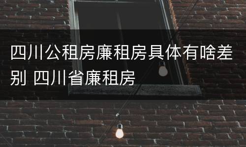 四川公租房廉租房具体有啥差别 四川省廉租房