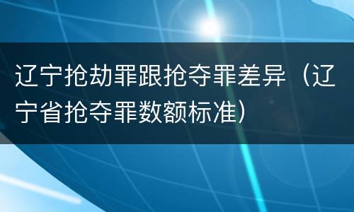 辽宁抢劫罪跟抢夺罪差异（辽宁省抢夺罪数额标准）