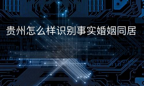 贵州怎么样识别事实婚姻同居