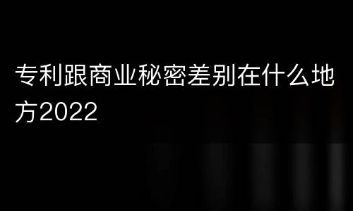 专利跟商业秘密差别在什么地方2022