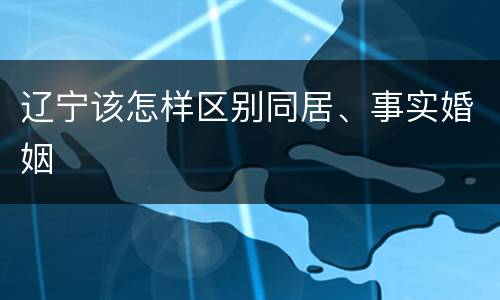 辽宁该怎样区别同居、事实婚姻