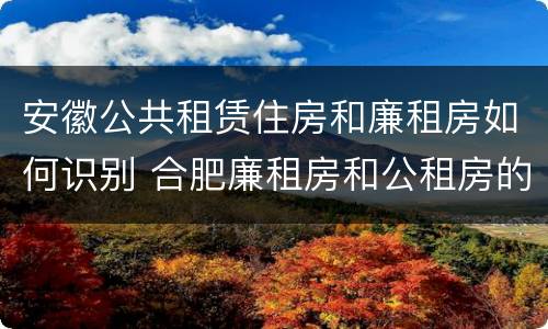 安徽公共租赁住房和廉租房如何识别 合肥廉租房和公租房的区别