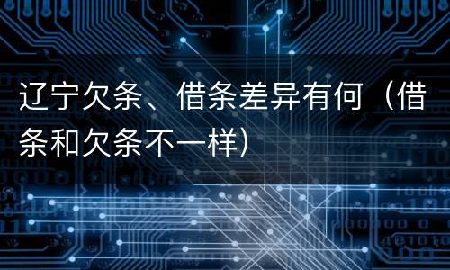 辽宁欠条、借条差异有何（借条和欠条不一样）