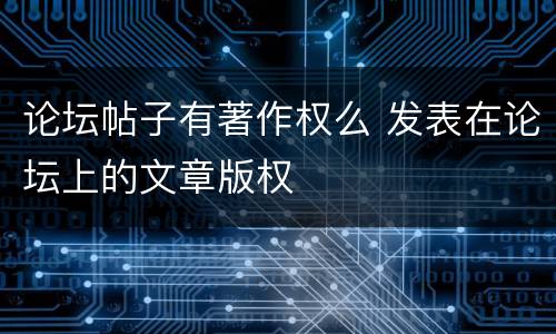 论坛帖子有著作权么 发表在论坛上的文章版权