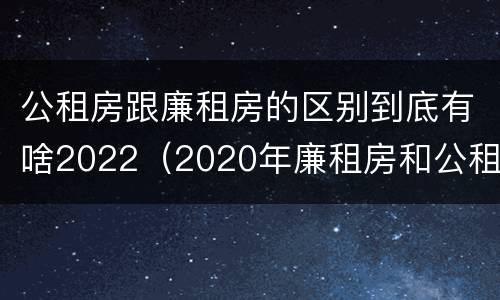 公租房跟廉租房的区别到底有啥2022（2020年廉租房和公租房的区别）