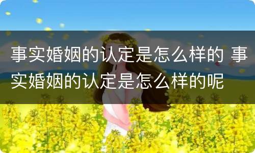 事实婚姻的认定是怎么样的 事实婚姻的认定是怎么样的呢