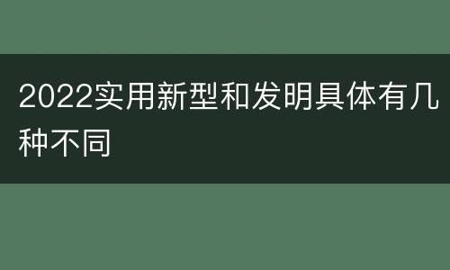 2022实用新型和发明具体有几种不同