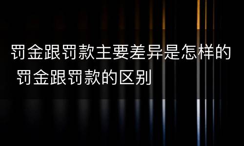 罚金跟罚款主要差异是怎样的 罚金跟罚款的区别
