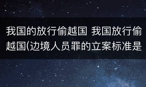 我国的放行偷越国 我国放行偷越国(边境人员罪的立案标准是怎么规定