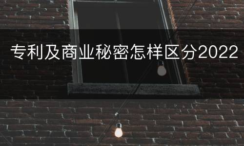 专利及商业秘密怎样区分2022
