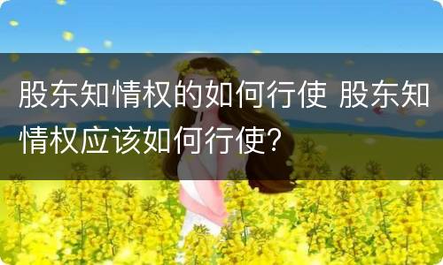 股东知情权的如何行使 股东知情权应该如何行使?