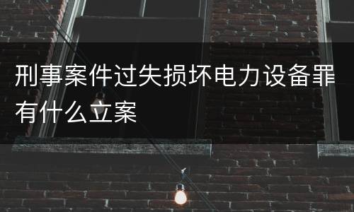 刑事案件过失损坏电力设备罪有什么立案