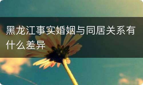 黑龙江事实婚姻与同居关系有什么差异