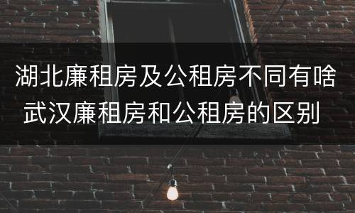 湖北廉租房及公租房不同有啥 武汉廉租房和公租房的区别