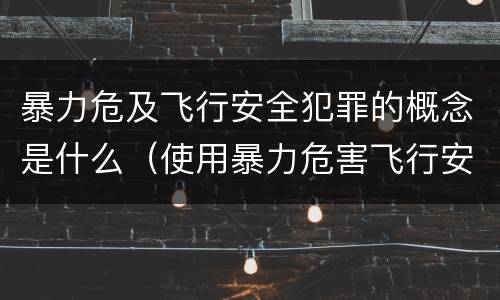 暴力危及飞行安全犯罪的概念是什么（使用暴力危害飞行安全罪的主要特征）