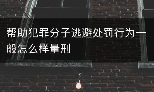 帮助犯罪分子逃避处罚行为一般怎么样量刑