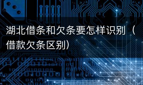 湖北借条和欠条要怎样识别（借款欠条区别）