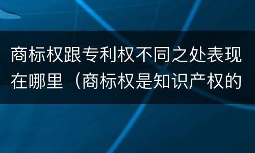 商标权跟专利权不同之处表现在哪里（商标权是知识产权的一种吗）