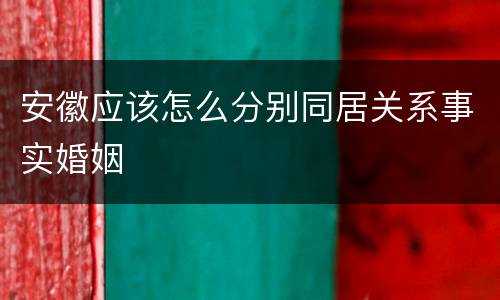 安徽应该怎么分别同居关系事实婚姻