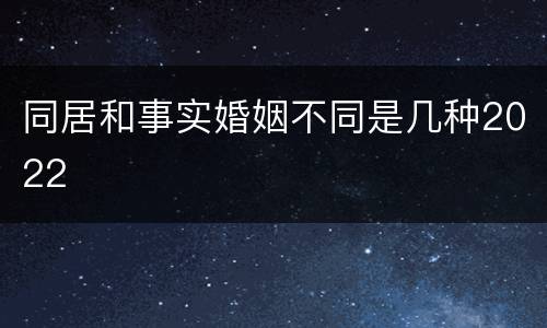 同居和事实婚姻不同是几种2022