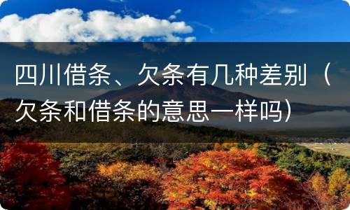 四川借条、欠条有几种差别（欠条和借条的意思一样吗）