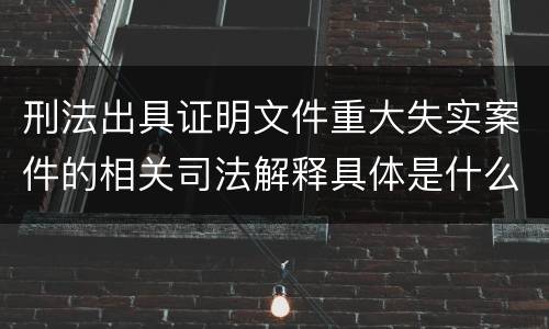 刑法出具证明文件重大失实案件的相关司法解释具体是什么规定