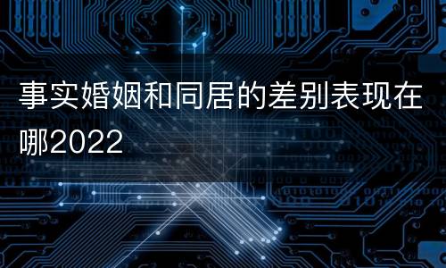事实婚姻和同居的差别表现在哪2022