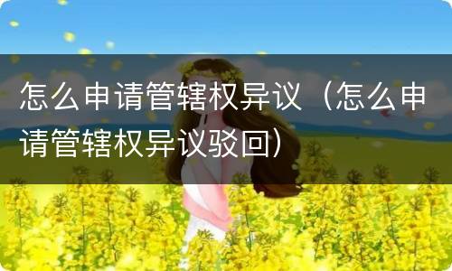 怎么申请管辖权异议（怎么申请管辖权异议驳回）