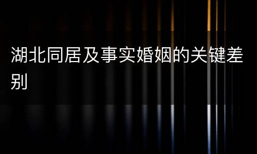 湖北同居及事实婚姻的关键差别