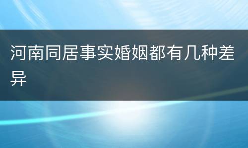 河南同居事实婚姻都有几种差异