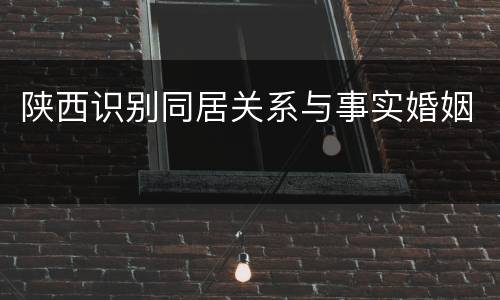 陕西识别同居关系与事实婚姻