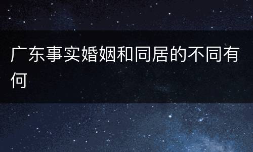 广东事实婚姻和同居的不同有何