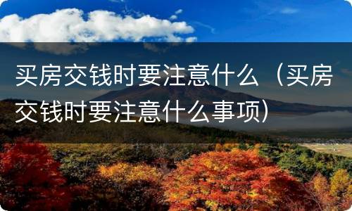 买房交钱时要注意什么（买房交钱时要注意什么事项）