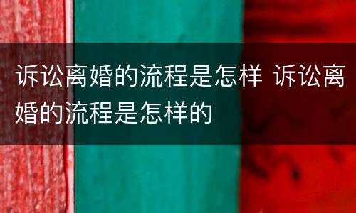 诉讼离婚的流程是怎样 诉讼离婚的流程是怎样的