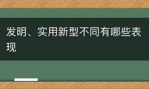 发明、实用新型不同有哪些表现