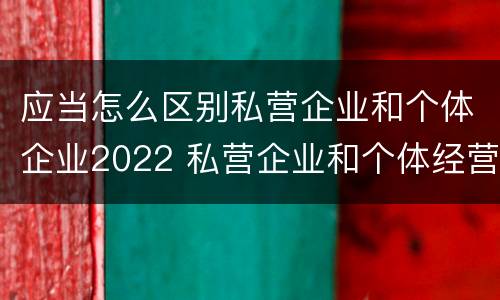应当怎么区别私营企业和个体企业2022 私营企业和个体经营者的区别