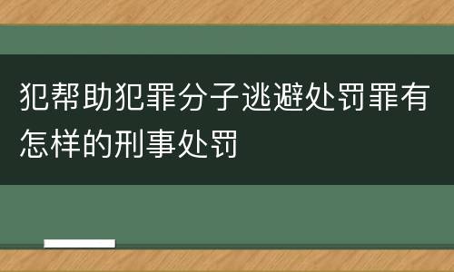犯帮助犯罪分子逃避处罚罪有怎样的刑事处罚