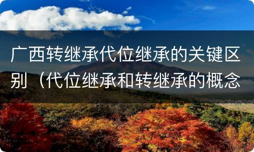广西转继承代位继承的关键区别（代位继承和转继承的概念和适用范围）