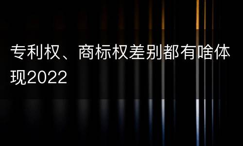 专利权、商标权差别都有啥体现2022