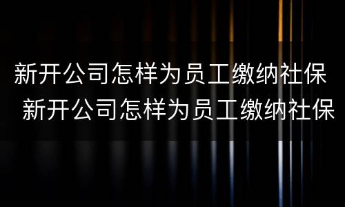 新开公司怎样为员工缴纳社保 新开公司怎样为员工缴纳社保费