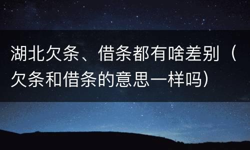 湖北欠条、借条都有啥差别（欠条和借条的意思一样吗）
