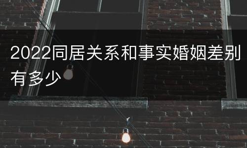 2022同居关系和事实婚姻差别有多少