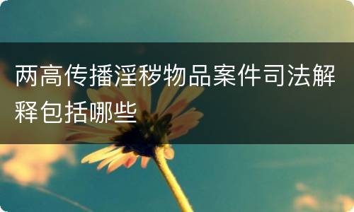 两高传播淫秽物品案件司法解释包括哪些
